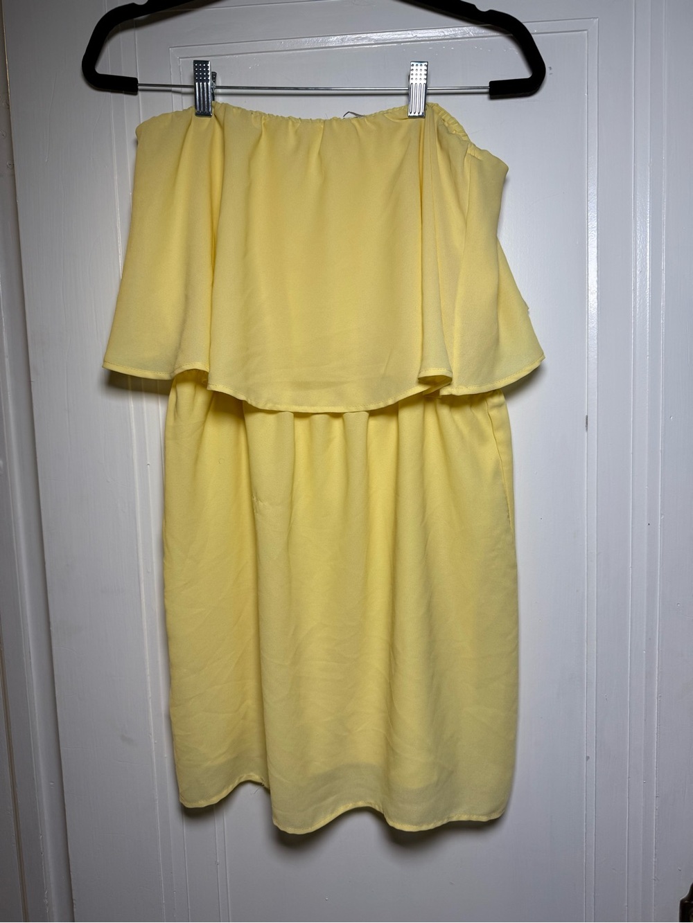 Strapless Yellow Ruffle Summer Dress - Women